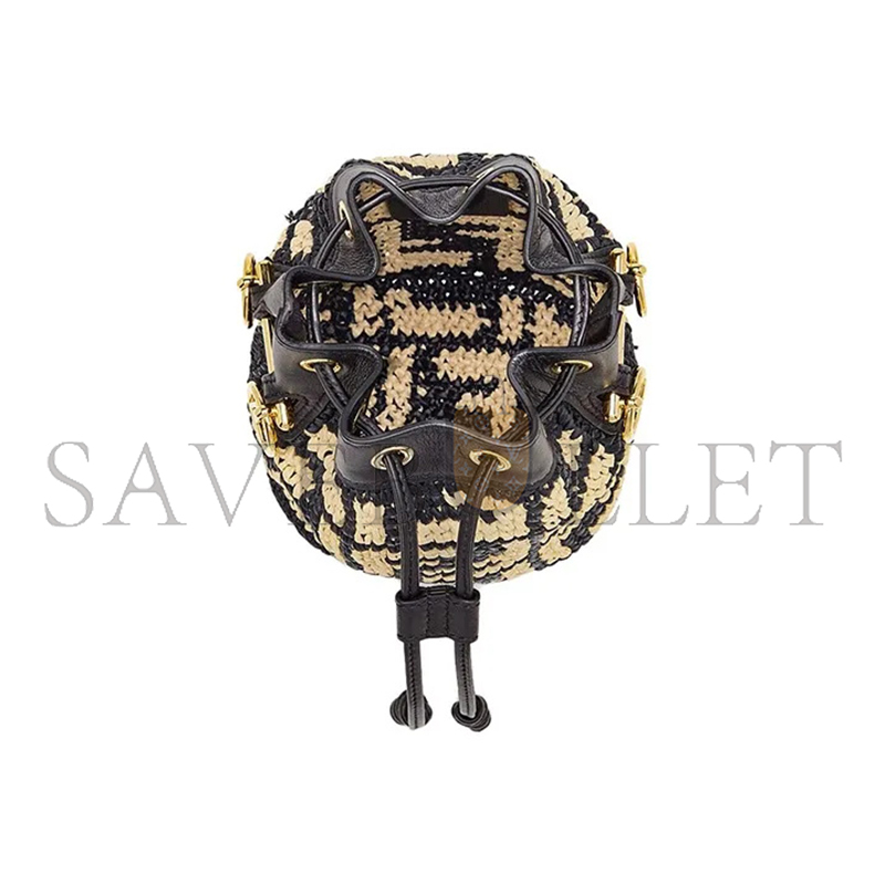 FENDI MINI MON TRESOR LOGO BUCKET BAG ANEMONE 8BS010AD6JF0VQJ (18*12*10cm)